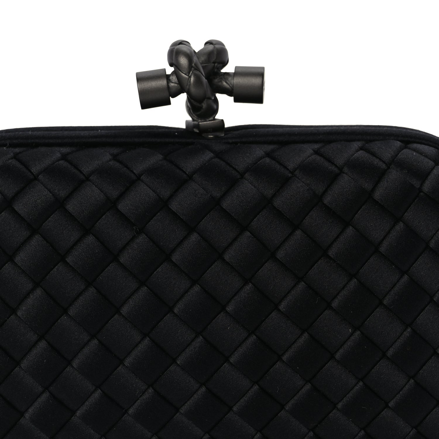 Bottega Veneta Satin Intrecciato Mesh Woven Knot Clutch Black 5 of 7
