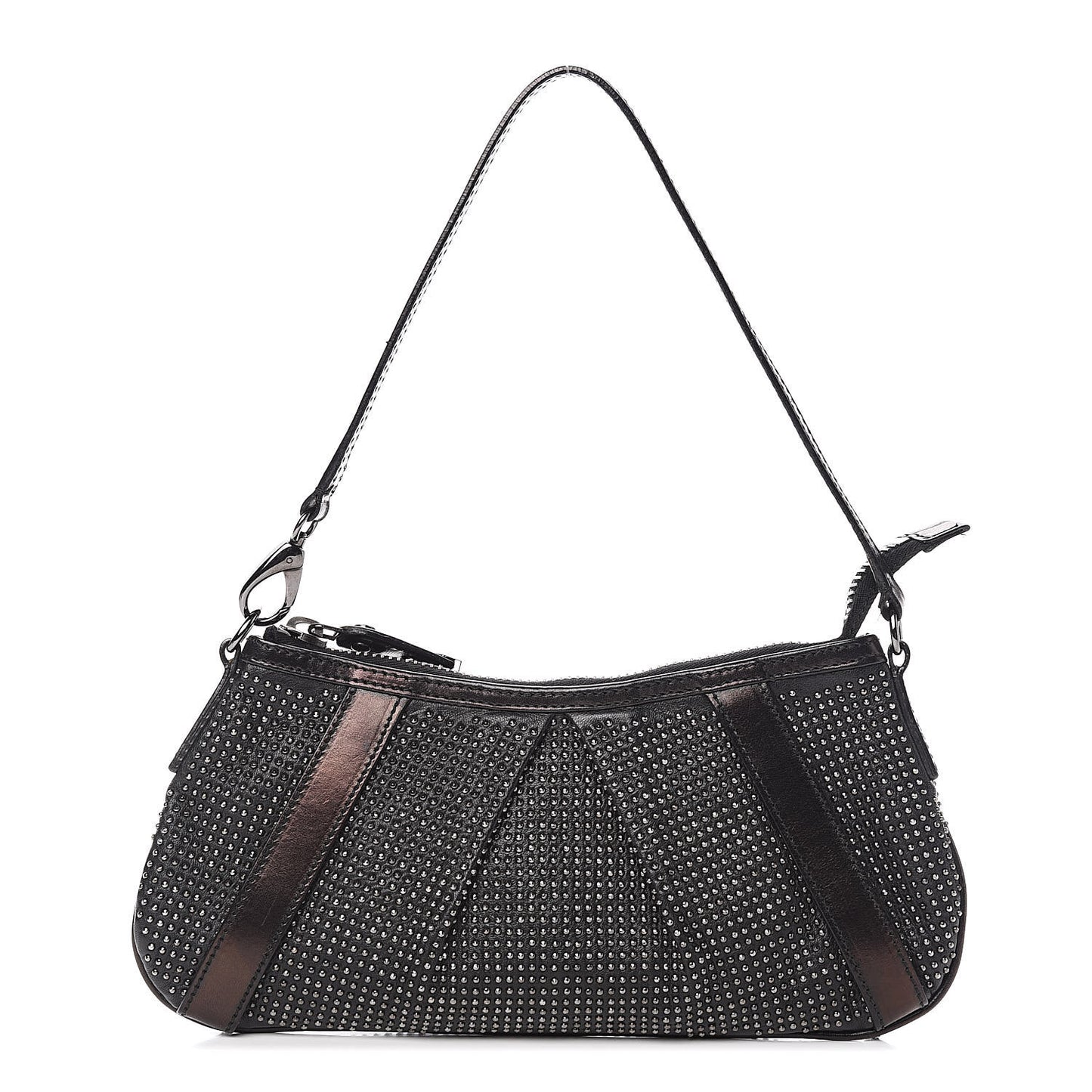 Calfskin Studded Shoulder Bag Black