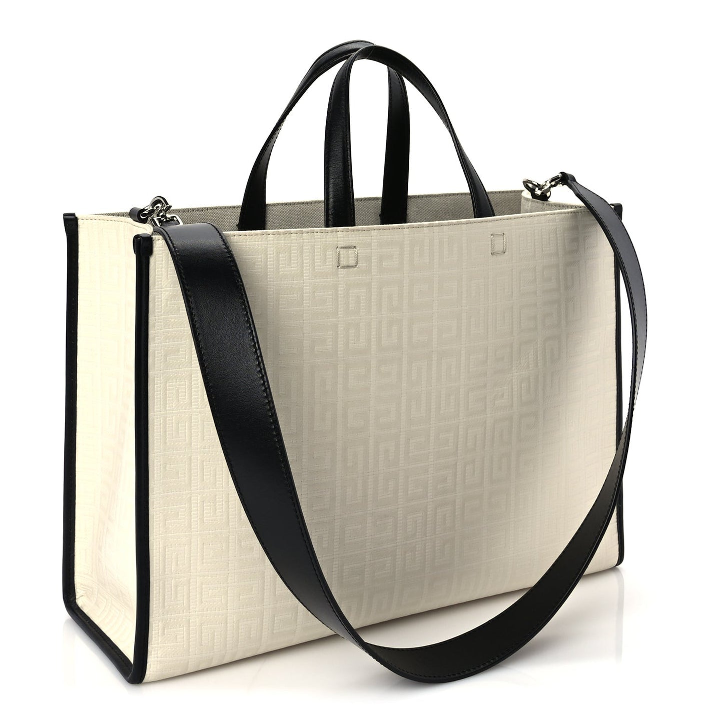 Canvas Logo 4G Embossed Medium Tote Beige Black