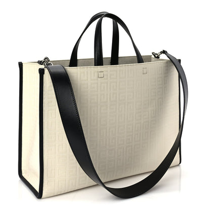 Givenchy Canvas Logo 4G Embossed Medium Tote Beige Black 2 of 8