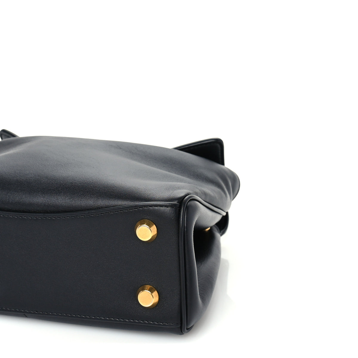 Natural Smooth Calfskin Mini Rodeo Top Handle Handbag Black