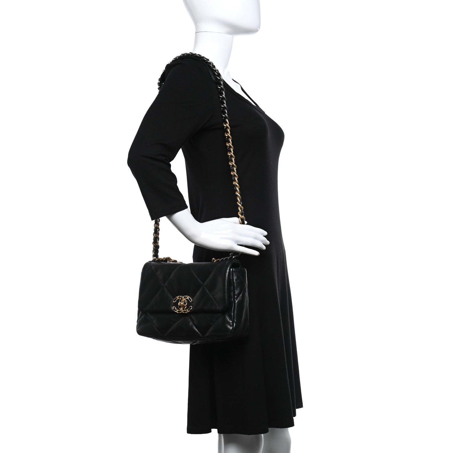 Chanel Goatskin Quilted Medium Chanel 19 Flap Black 2 of 11