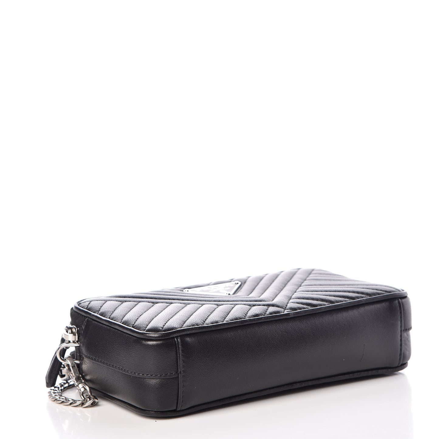 Nappa Impunture Diagramme Mini Double Zip Chain Crossbody Bag Black