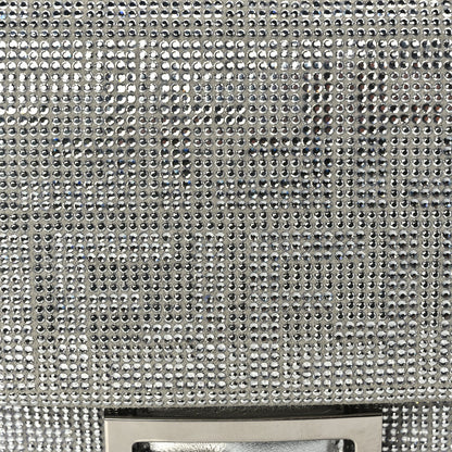 Fendi Crystal Vitello Laminato FF Medium Baguette Crystal Argento 6 of 8