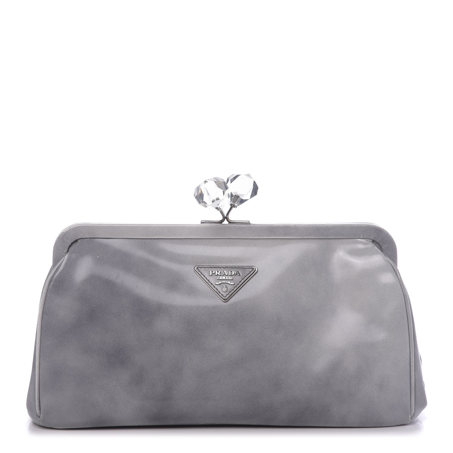 Prada Spazzolato Kisslock Clutch Grigio 1 of 13