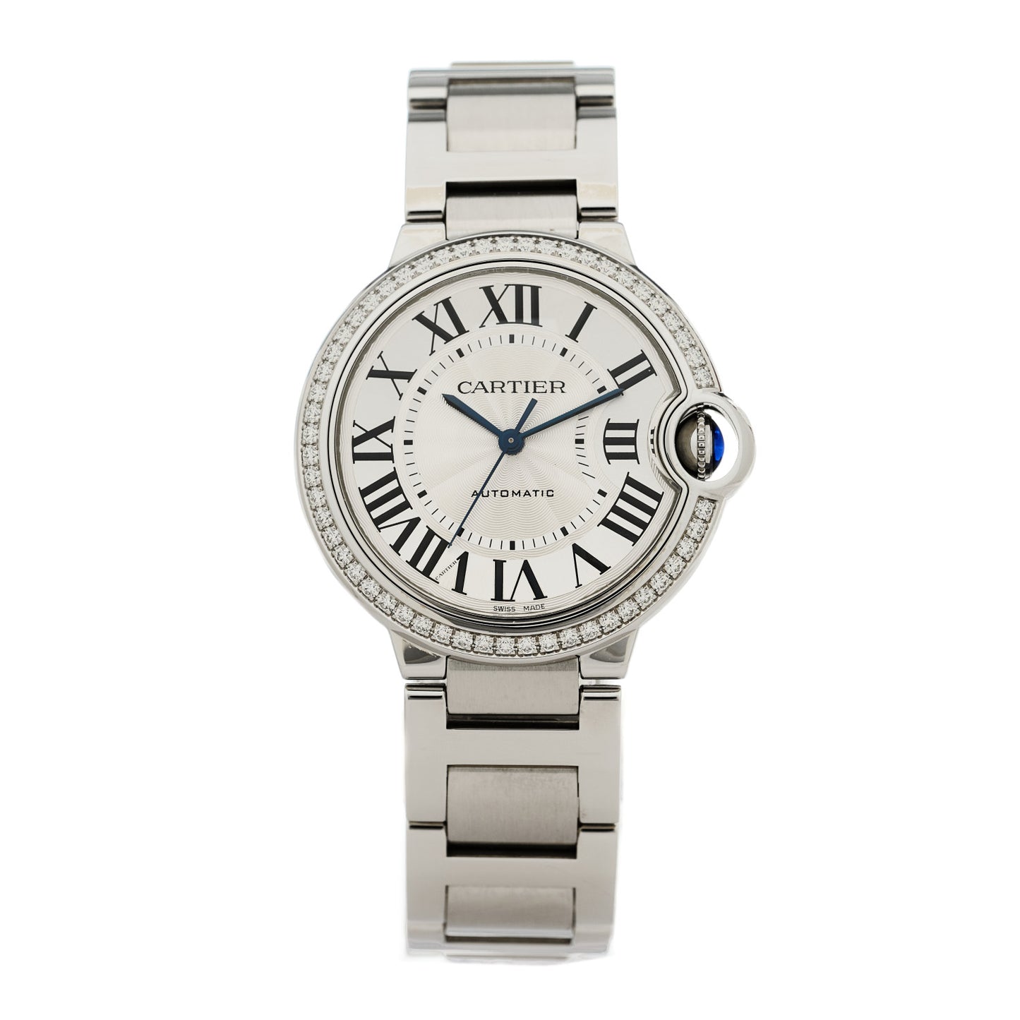 Stainless Steel Diamond Bezel 36mm Ballon Bleu De Cartier Automatic Watch