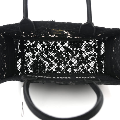 Christian Dior Embroidered 3D Macrame D-Lace Butterfly Medium Book Tote Black Multicolor 5 of 12