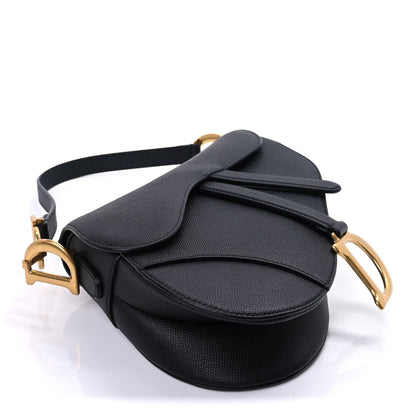 Christian Dior Grained Calfskin Saddle Bag With Strap Black 7 of 8
