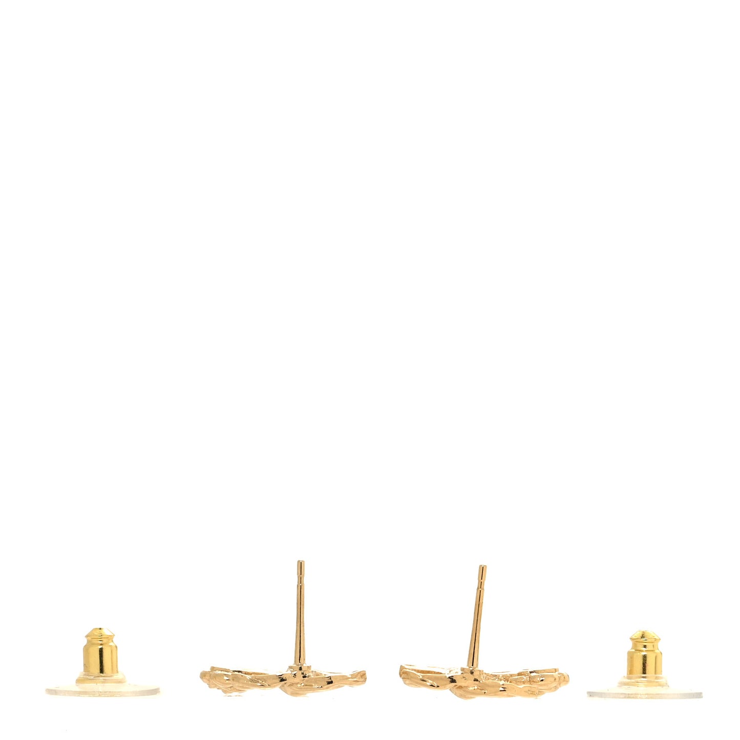 Metal Camellia CC Earrings Gold