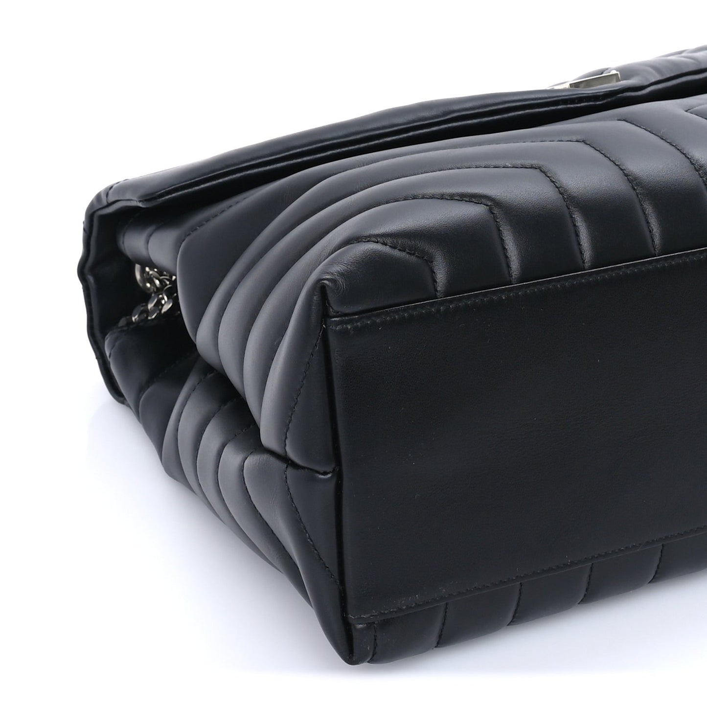 Calfskin Y Quilted Monogram Medium Loulou Chain Satchel Black