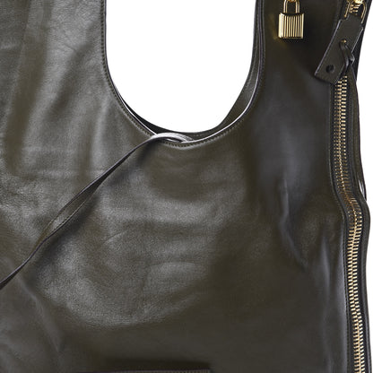 Tom Ford Ramskin Large Alix Padlock Zip Shoulder Bag Dark Green 8 of 10