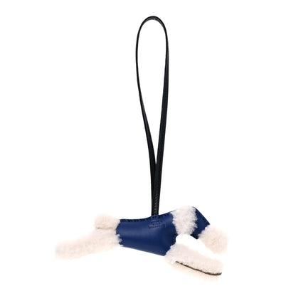 Hermes Milo Lambskin Shearling Budy Charm Bleu Saphir 3 of 5