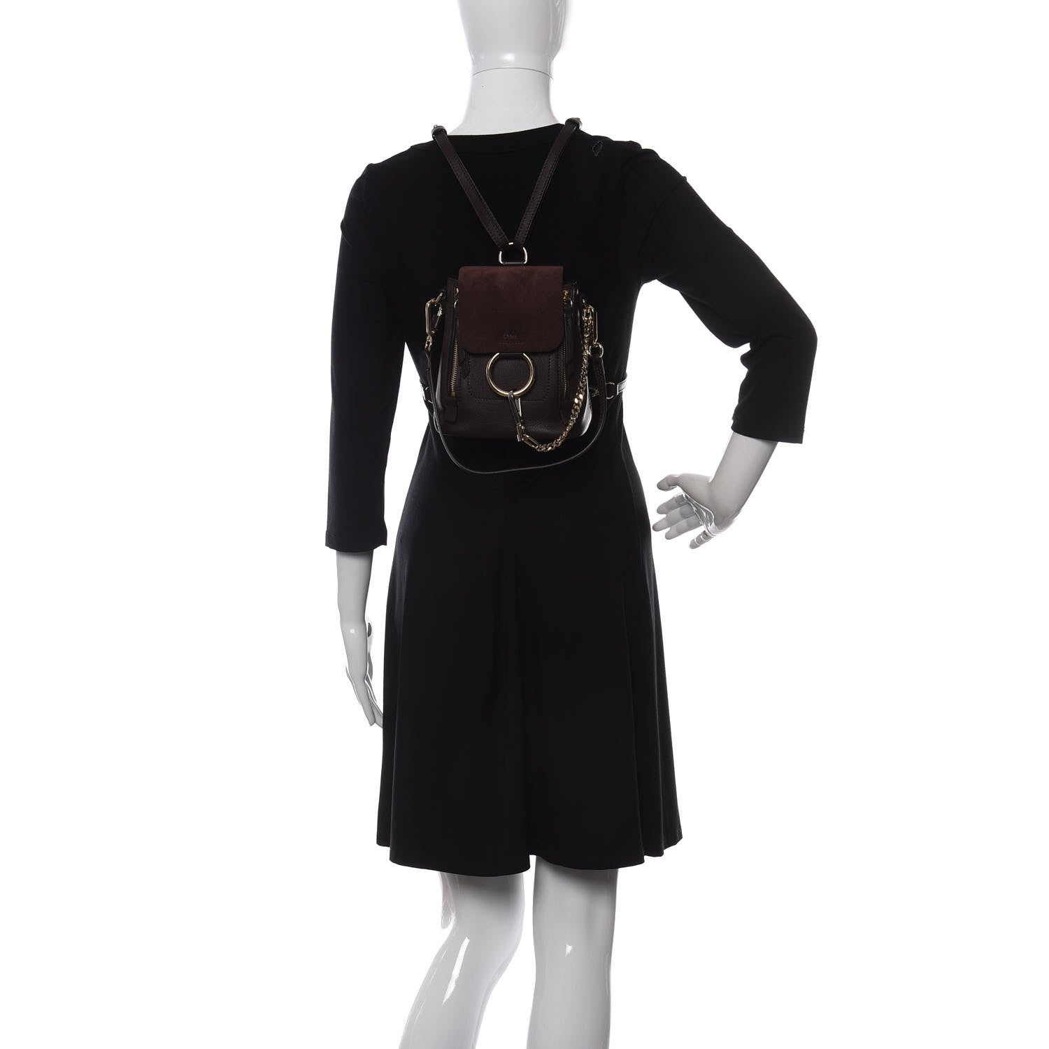 Chloe Suede Calfskin Mini Faye Backpack Carbon Brown 2 of 9