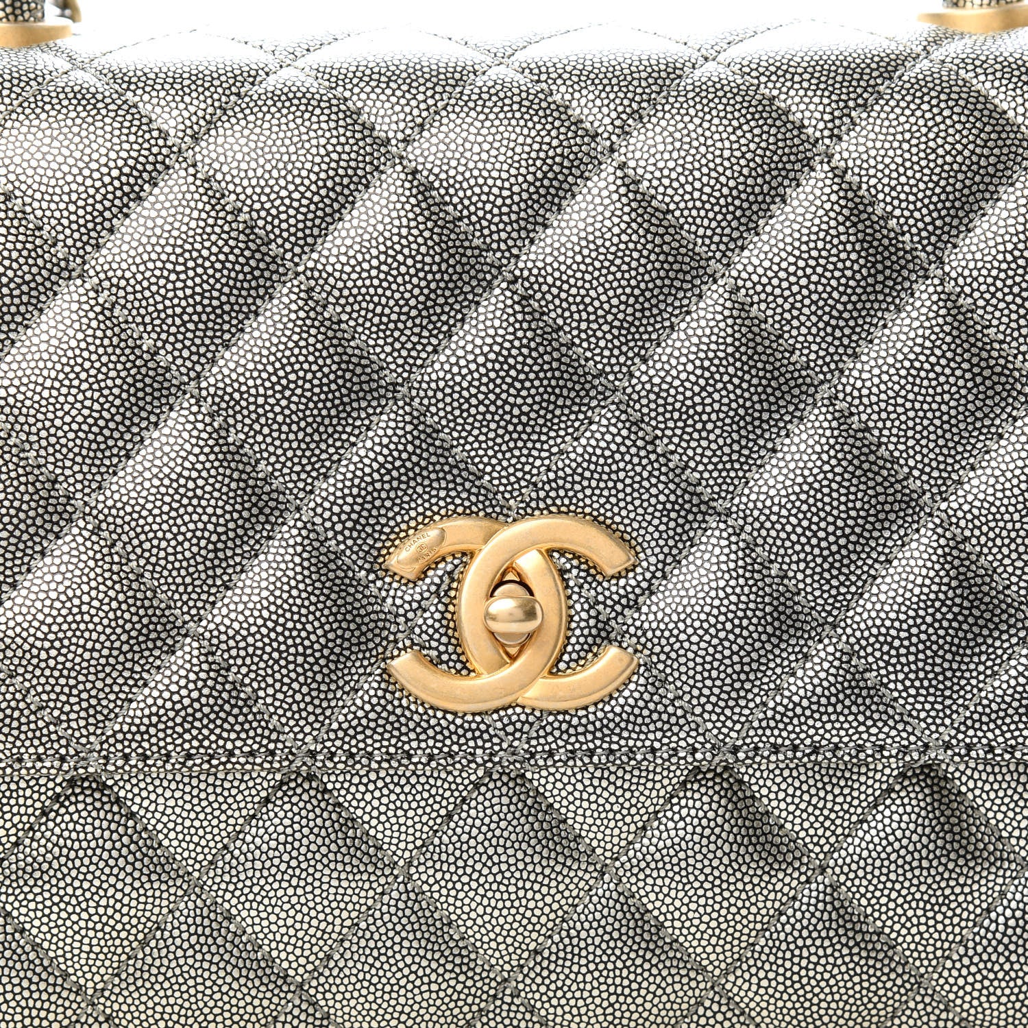 Chanel Metallic Caviar Quilted Small Coco Handle Flap Silver 10 of 11