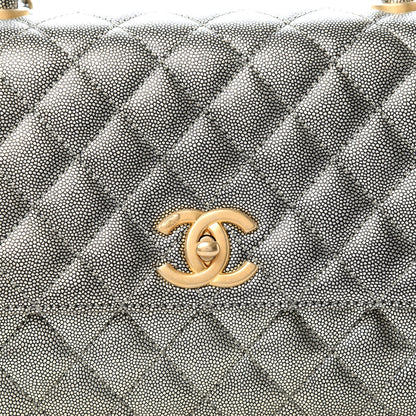 Chanel Metallic Caviar Quilted Small Coco Handle Flap Silver 10 of 11
