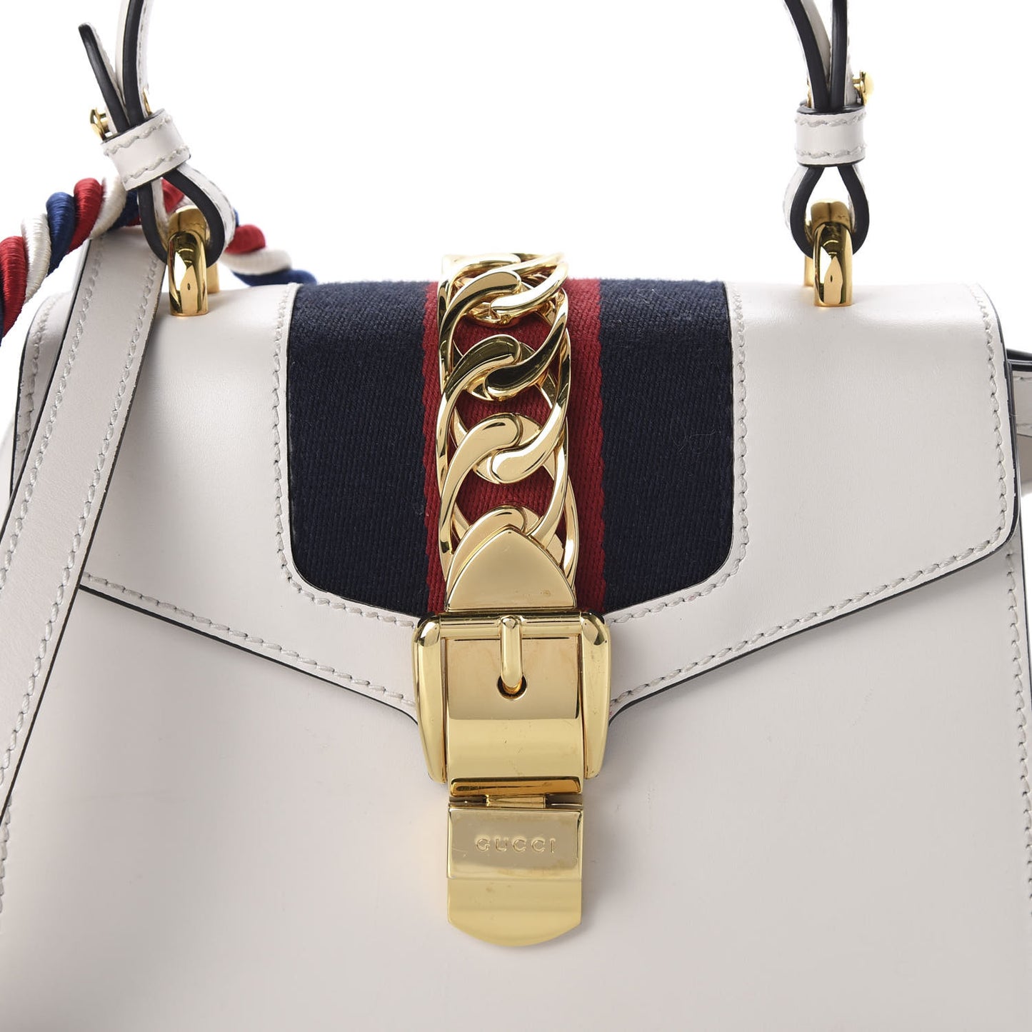 Calfskin Mini Sylvie Top Handle Bag White