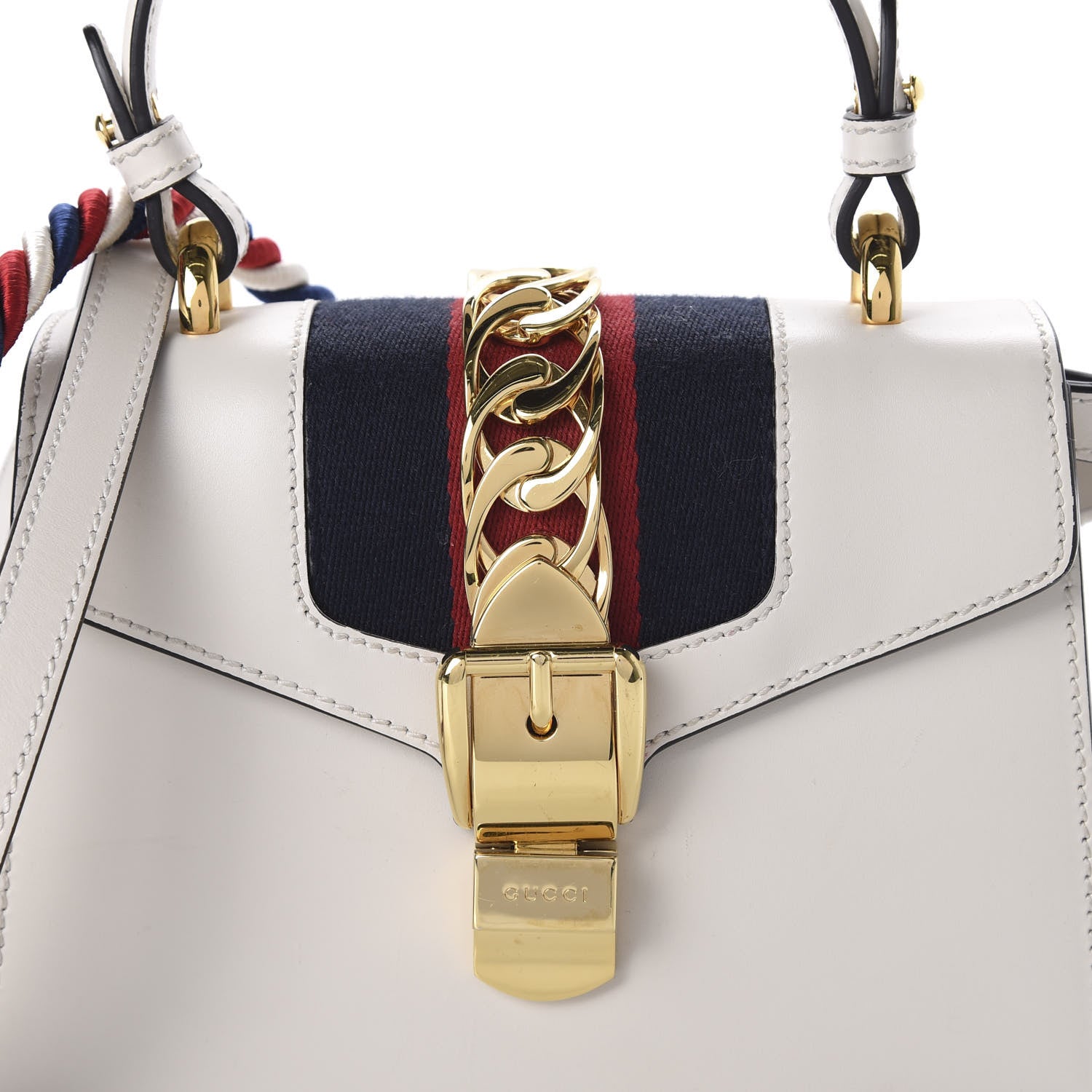Gucci Calfskin Mini Sylvie Top Handle Bag White 10 of 10