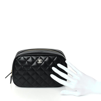 Chanel Caviar Quilted Medium Curvy Pouch Cosmetic Case Black 2 of 8