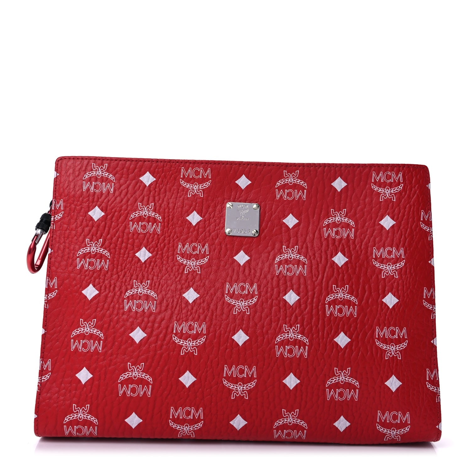 MCM Visetos Medium Zip Pouch Red 1 of 8