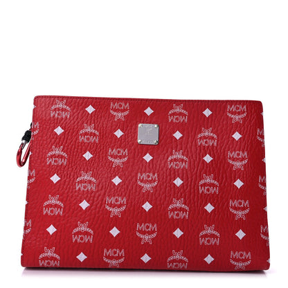MCM Visetos Medium Zip Pouch Red 1 of 8