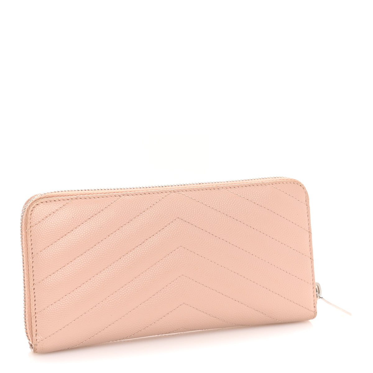 Saint Laurent Grain De Poudre Matelasse Chevron Monogram Zip Around Wallet Pink 4 of 7