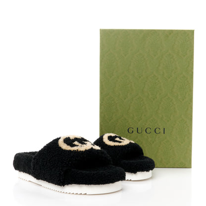 Gucci Shearling Womens Eileen Slide Sandals 39 Black Butterscotch 9 of 9