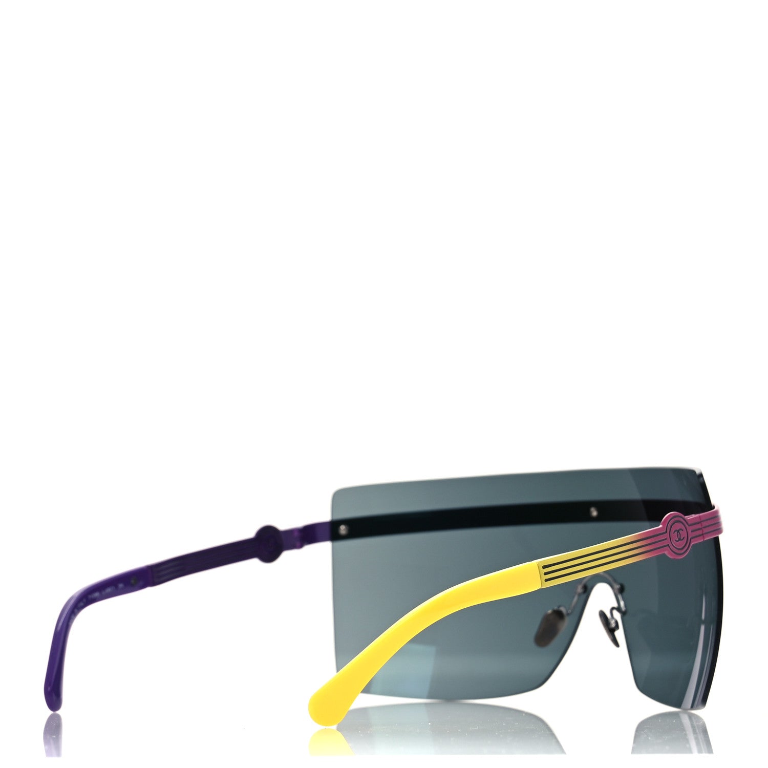 Chanel Metal Graphic Lines Shield Sunglasses 71586 Purple Pink 4 of 7