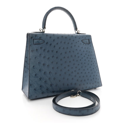 Hermes Ostrich Kelly Sellier 28 Bleu Roi 3 of 14