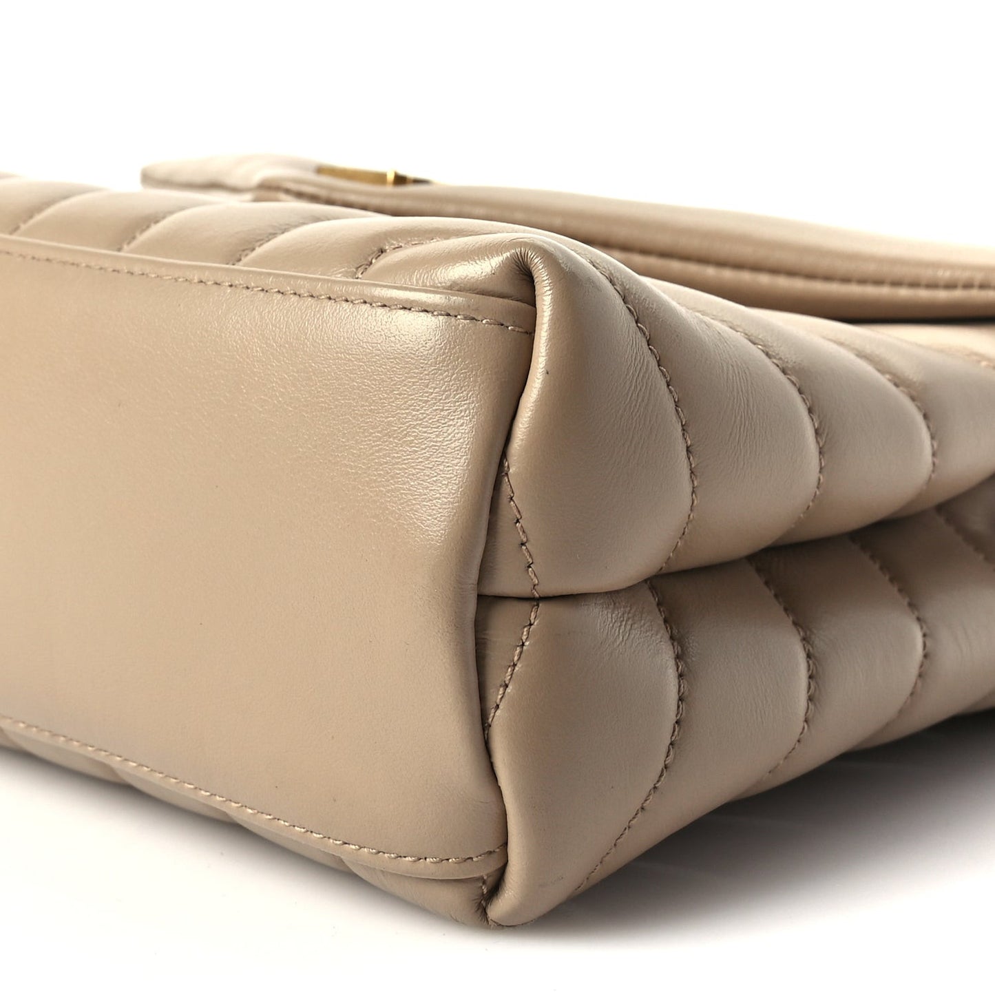 Calfskin Y Quilted Monogram Small Loulou Chain Satchel Dark Beige