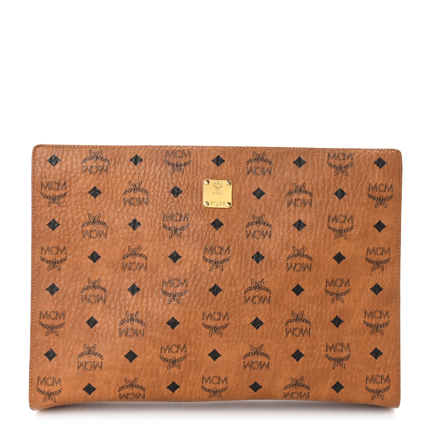 MCM Visetos Large Zip Pouch Cognac 1 of 10