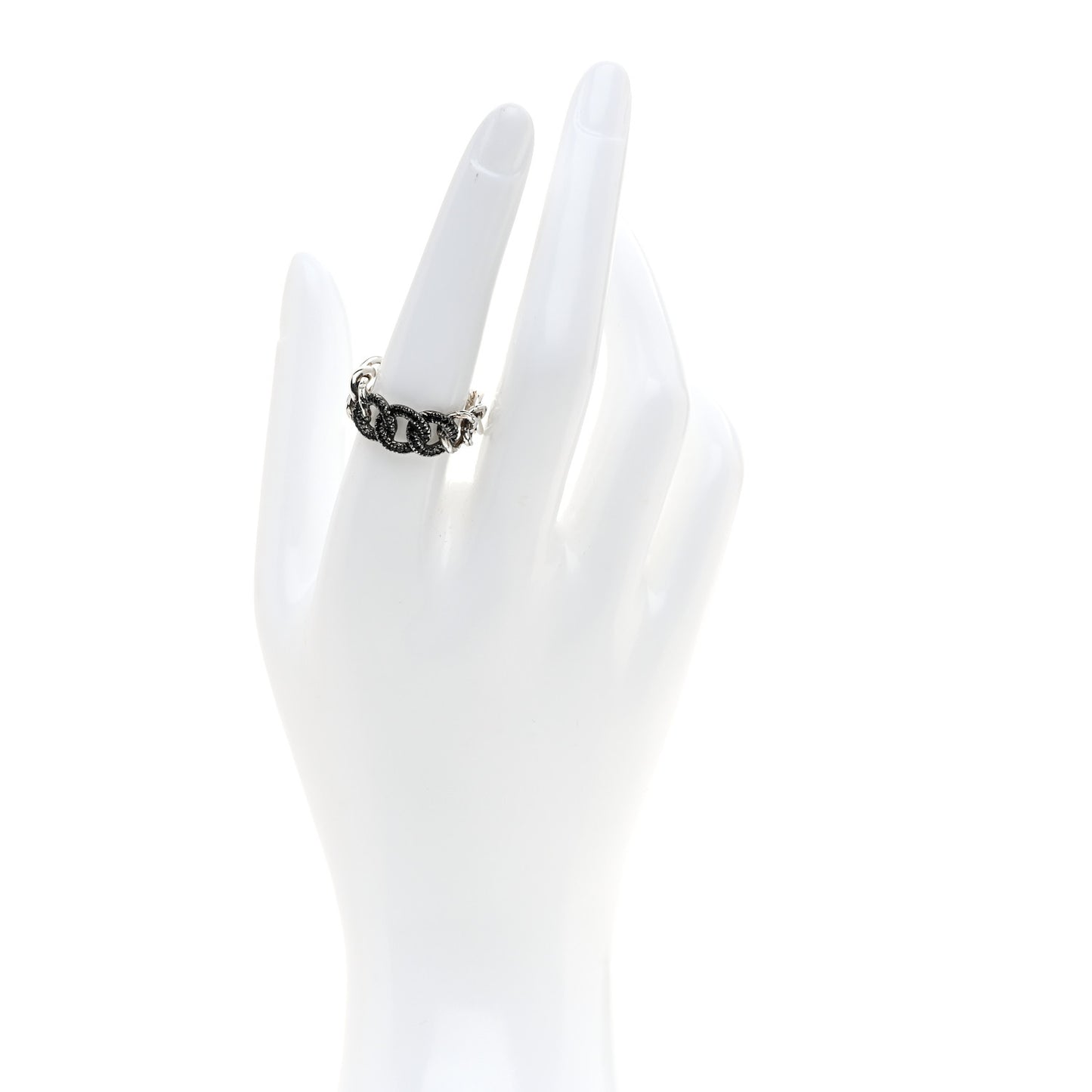 Sterling Silver Black Sapphire Curb Link Ring 54 7