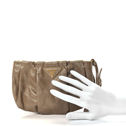 Prada Vitello Shine Mordore Wristlet Clutch Giunco 2 of 8