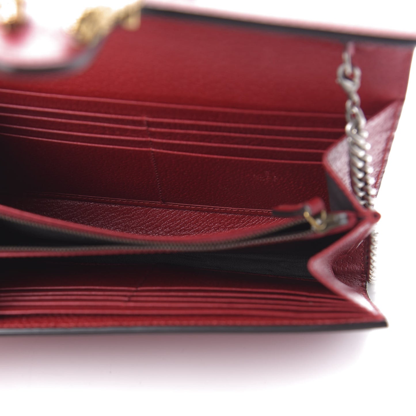 Calfskin Web Mini Dionysus Chain Wallet Hibiscus Red