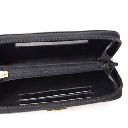 Chanel Glazed Calfskin Quilted Small Boy Zip Around Wallet Black 4 of 9