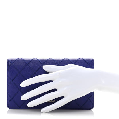Chanel Calfskin Stitched Fancy CC Yen Wallet Blue 2 of 7