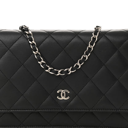 Chanel Lambskin Quilted Wallet On Chain WOC Black 13 of 13