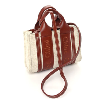 Chloe Felt Calfskin Small Woody Ribbon Tote With Strap  Cement Beige 2 of 8