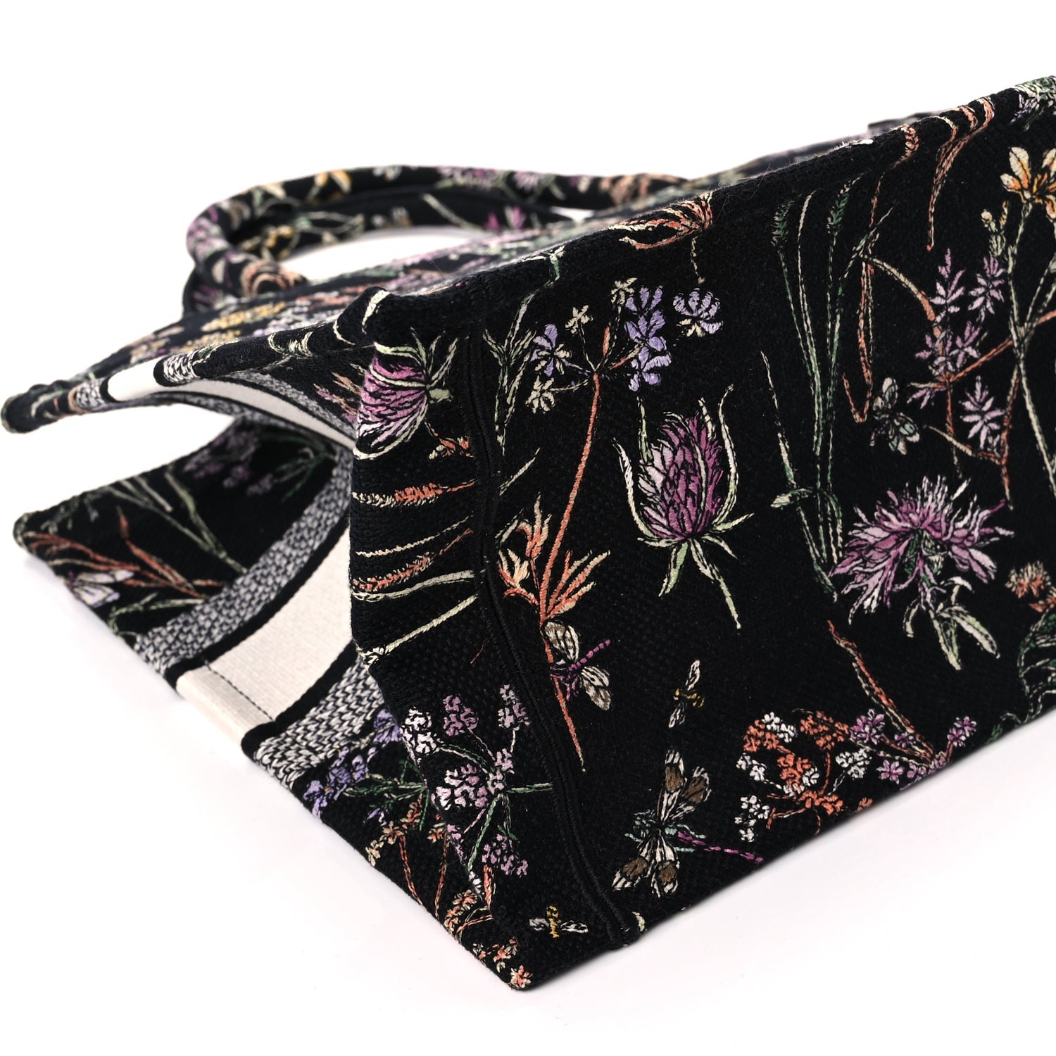 Christian Dior Canvas Embroidered Medium Herbarium Book Tote Black Multicolor 8 of 10