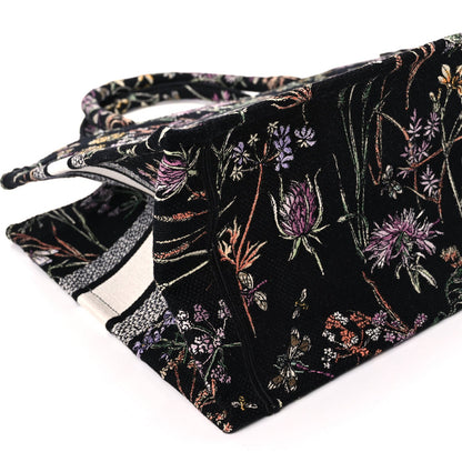 Christian Dior Canvas Embroidered Medium Herbarium Book Tote Black Multicolor 8 of 10