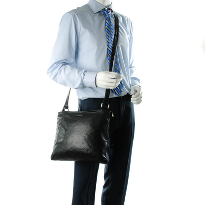 Gucci Guccissima Medium Flat Messenger Bag Black 2 of 7