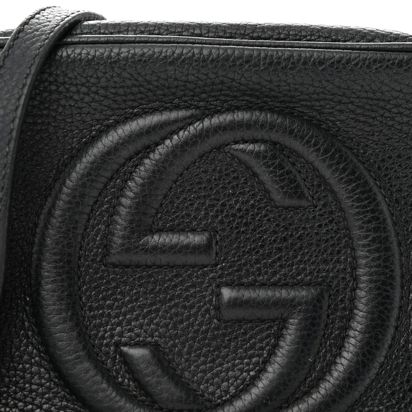 Pebbled Calfskin Small Soho Disco Bag Black