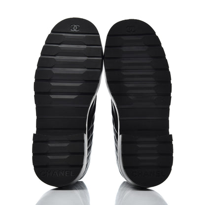 Chanel Shiny Lambskin Quilted Lace Up Combat Boots 35 Black 5 of 9