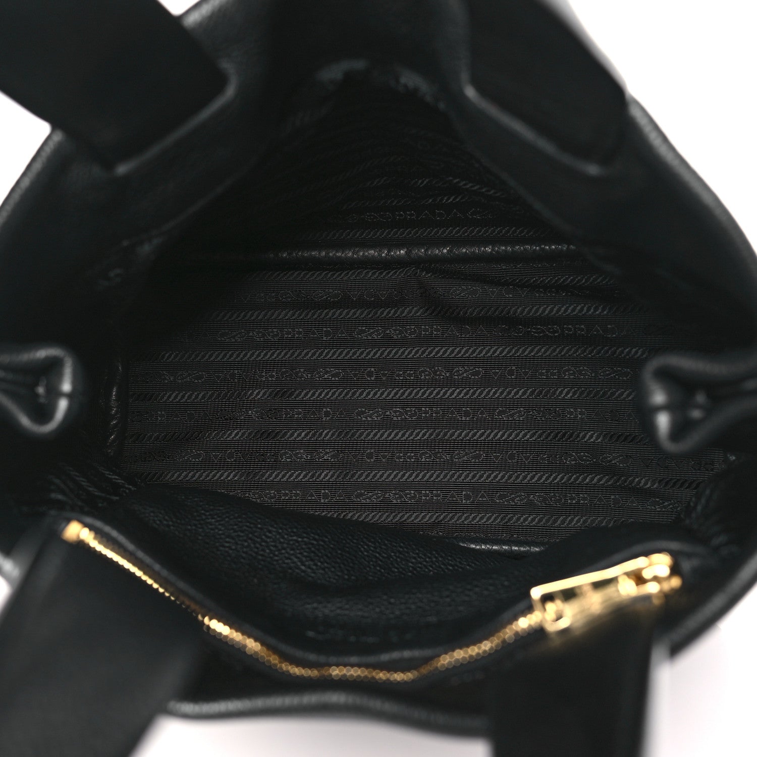 Prada Vitello Daino Soft Perforated Logo Tote Black 5 of 9