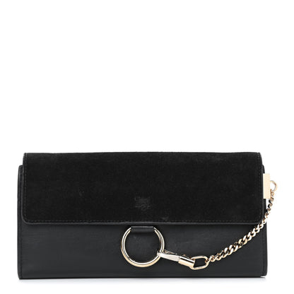 Chloe Suede Calfskin Faye Wallet Black 1 of 6