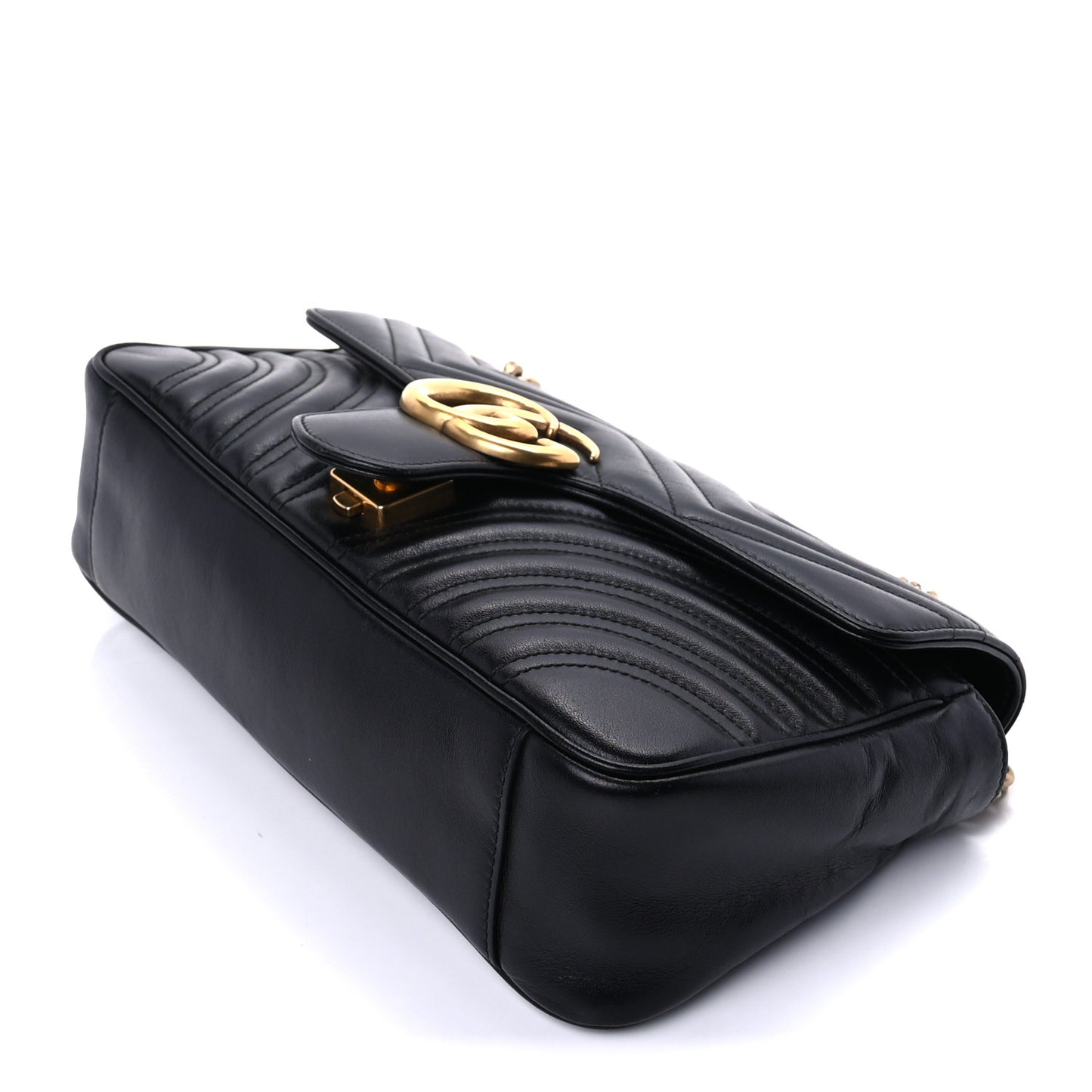 Calfskin Matelasse Small GG Marmont Shoulder Bag Black