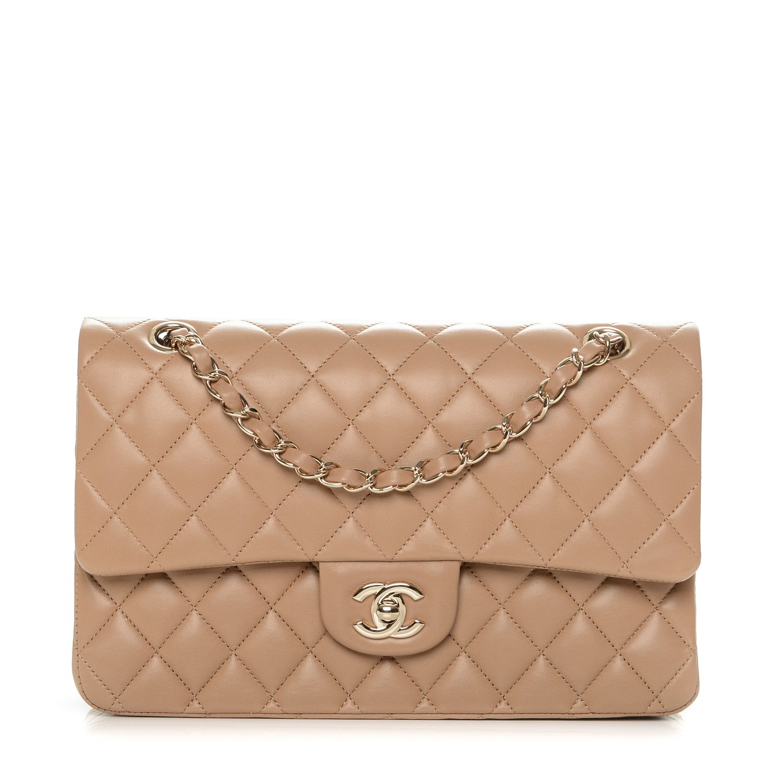 Chanel Lambskin Quilted Medium Double Flap Beige 1 of 7