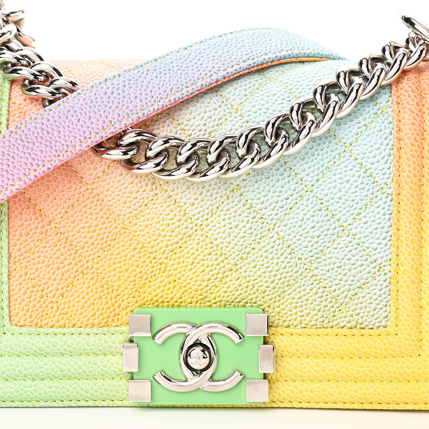 Caviar Quilted Small Cuba Rainbow Boy Flap Multicolor