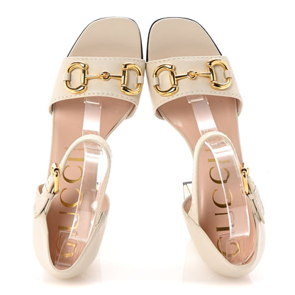 Gucci Nappa Horsebit Cross Strap 95mm Sandals 40.5 Mystic White 2 of 7