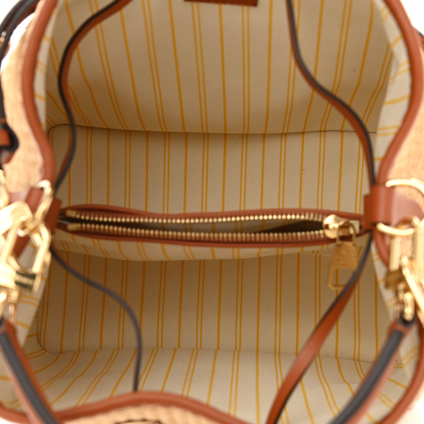 Raffia Calfskin Monogram Neonoe MM Tan