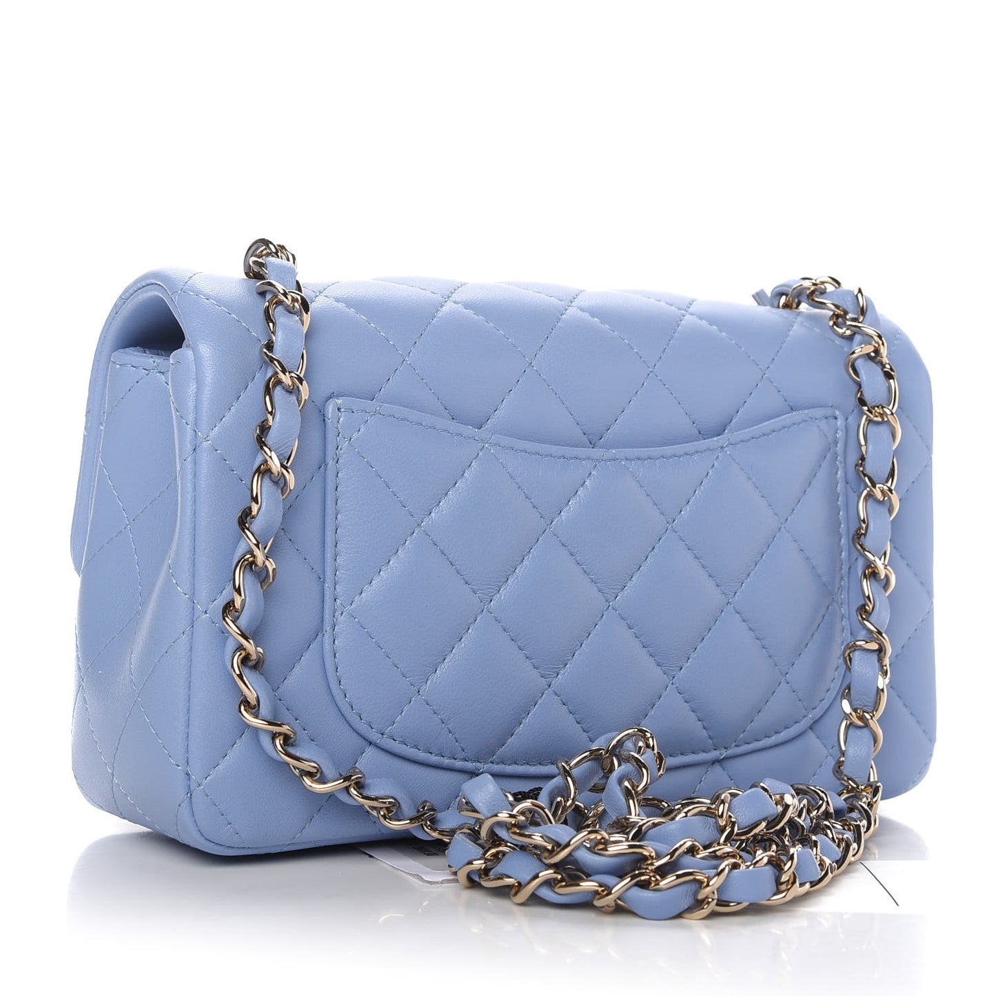 Lambskin Quilted Mini Rectangular Flap Light Blue